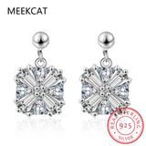 925 Silver Asscher Cut Moissanite Diamond Stud Earrings