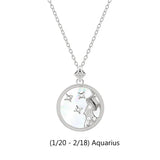 925 Silver Zodiac Constellation Shell Necklace Horoscope Signs Birthday