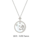 925 Silver Zodiac Constellation Shell Necklace Horoscope Signs Birthday