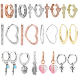 925 Silver Asymmetrical AlluEarring Heart Spiritual Feathers PAN Earring
