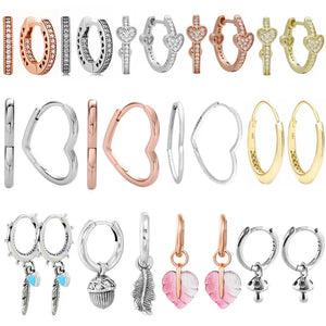 925 Silver Asymmetric AlluEarring Heart Spiritual Feathers PAN Earring