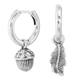 925 Silver Asymmetric AlluEarring Heart Spiritual Feathers PAN Earring