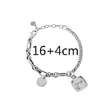 925 Silver Asymmetrical Chain Heart Bracelet Women Vintage Jewelry