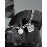 925 Silver Asymmetrical Chain Heart Bracelet Women Vintage Jewelry