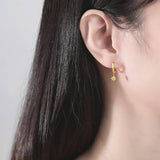 925 Silver Asymmetric Hexagram Earrings 14K Plated Clip Ear Jewelry Gift