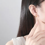 925 Silver Asymmetric Hexagram Earrings 14K Plated Clip Ear Jewelry Gift