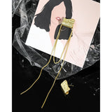 925 Silver Asymmetric Tassel Earrings Personality Jewelry