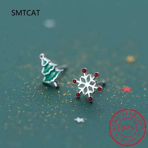 925 Silver Asymmetric Snowflake Stud Earring Wedding Party Present
