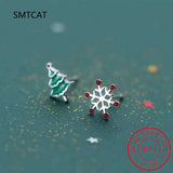 925 Silver Asymmetric Snowflake Stud Earring Wedding Party Present