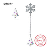 925 Silver Asymmetric Snowflake Stud Earring Wedding Party Present