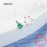 925 Silver Asymmetric Snowflake Stud Earring Wedding Party Present