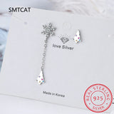 925 Silver Asymmetric Snowflake Stud Earring Wedding Party Present