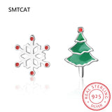 925 Silver Asymmetric Snowflake Stud Earring Wedding Party Present