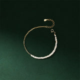 925 Silver Natural Pearl Bracelet Asymmetric Splicing Charm Jewelry