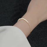 925 Silver Natural Pearl Bracelet Asymmetric Splicing Charm Jewelry