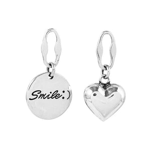 925 Silver Asymmetric Stud Earrings LOVE Heart Pendant Jewelry