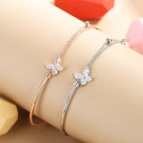 925 Silver Zircon Butterfly Charm Bracelet Rose Plating