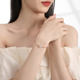 925 Silver Zircon Butterfly Charm Bracelet Rose Plating