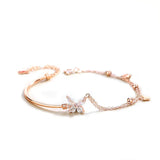 925 Silver Zircon Butterfly Charm Bracelet Rose Plating