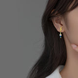 925 Silver Colorful Beads Smiley Stud Earrings for Women