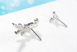 925 Silver Asymmetrical Leaf Stud Earrings Wedding Jewelry