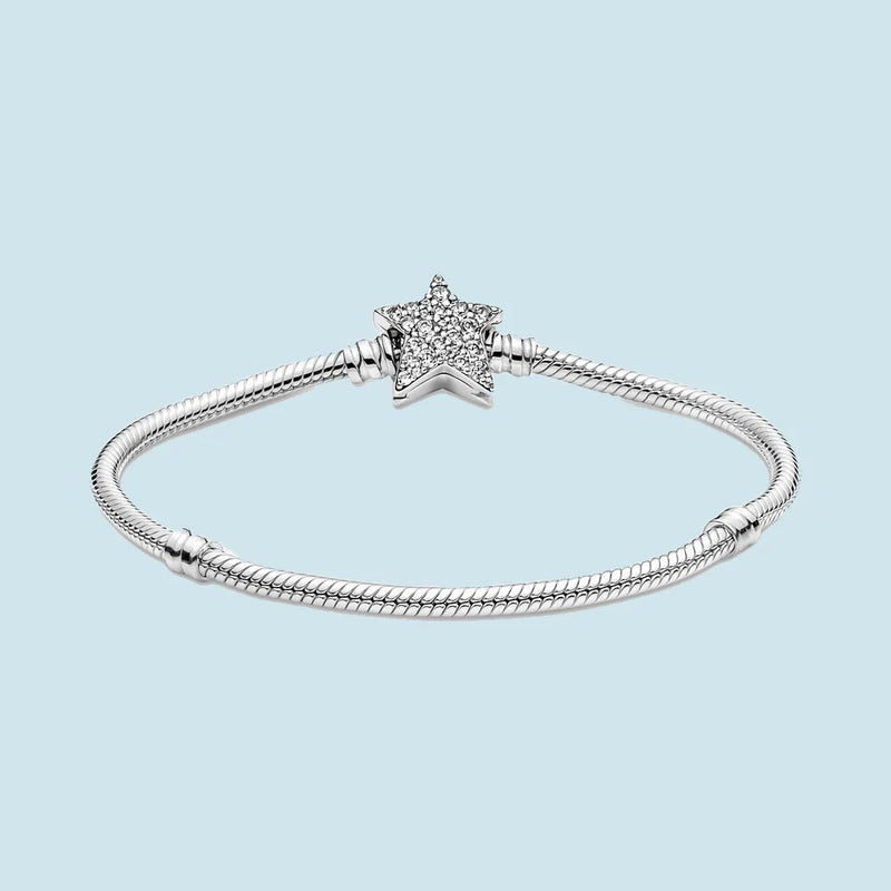 925 Silver Star Clasp Snake Chain Bracelet for Women