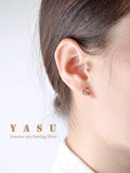 925 Silver Sun Moon Stud Earrings 14k Plated Crystal Goddess Jewelry