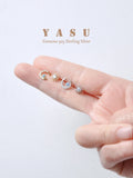 925 Silver Sun Moon Stud Earrings 14k Plated Crystal Goddess Jewelry