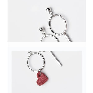 925 Silver Asymmetry Drop Earrings Tassels Round Geometry Style