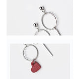 925 Silver Asymmetry Drop Earrings Tassels Round Geometry Style