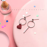 925 Silver Asymmetry Drop Earrings Tassels Round Geometry Style