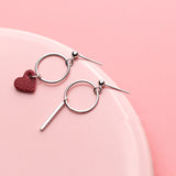 925 Silver Asymmetry Drop Earrings Tassels Round Geometry Style
