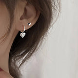 925 Silver Heart Charm Studs Earrings Party Jewelry
