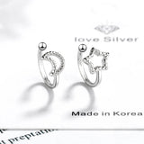 925 Silver Star Moon Clip Earrings for Women Kids