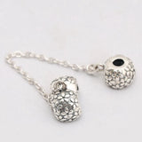 925 Sterling Silver Bead Charm Clip Vintage Flower Safety Chain Lock Beads