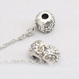 925 Sterling Silver Bead Charm Clip Vintage Flower Safety Chain Lock Beads