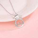 925 Sterling Silver Bachelor's Hat Pendant Necklace for Her