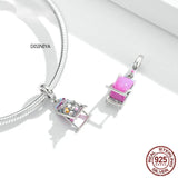 925 Silver Beach Cat Bikini Surf Shark Swim Charm CC1903