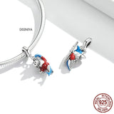 925 Silver Beach Cat Bikini Surf Shark Swim Charm CC1903