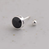 925 Silver Round Stud Earrings Women Punk Jewelry