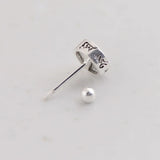 925 Silver Round Stud Earrings Women Punk Jewelry