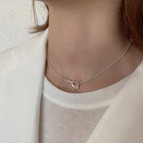 925 Silver Ball Bead Choker Necklace Irregular Clasp Hypoallergenic Jewelry