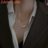 925 Silver Ball Bead Necklace Women's Summer Jewelry Gift
