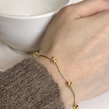 925 Silver Ball Chain Bracelet Women Layered Beads Jewelry