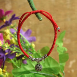 925 Silver Ball Charm Bracelet Red Thread Adjustable