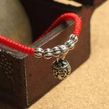 925 Silver Ball Charm Bracelet Red Thread Adjustable