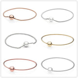 925 Silver Ball Clasp Essence Rose Pan Bracelet for Women