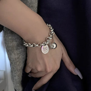 Vintage Sterling Silver Ball Pendant Bracelet for Women