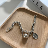 Vintage Sterling Silver Ball Pendant Bracelet for Women