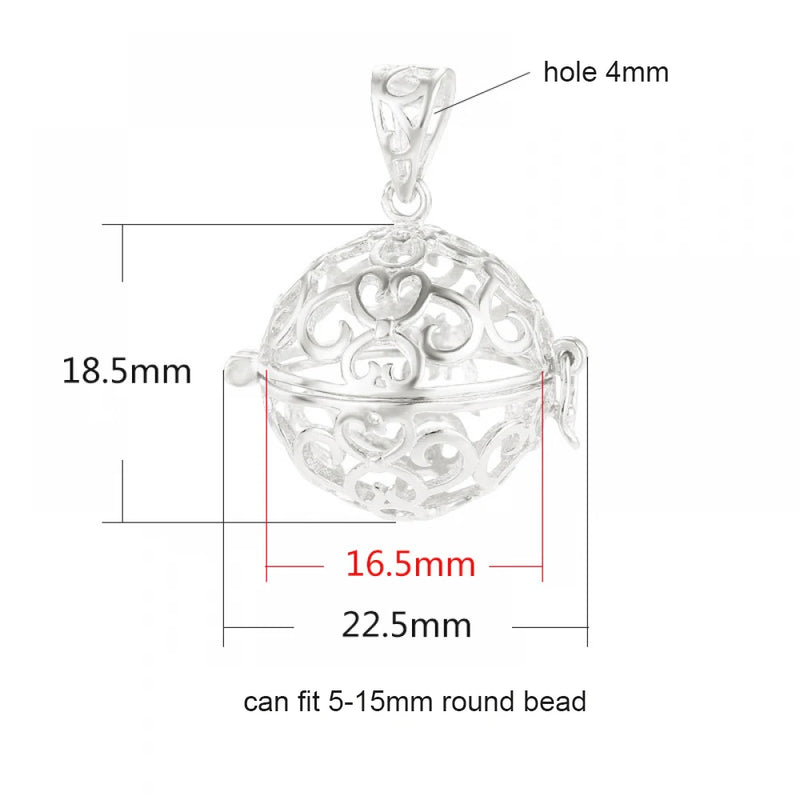 925 Sterling Silver Ball Pendant Cage for DIY Jewelry Making